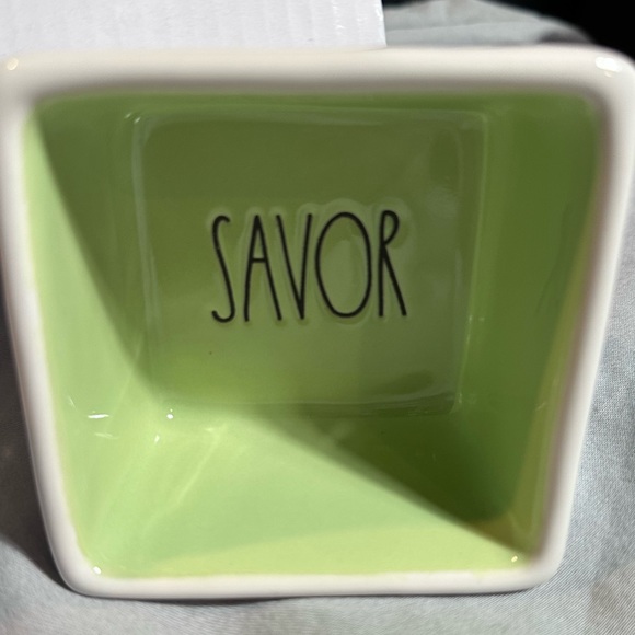 Rae Dunn Artisan Savor and Enjoy Square Ceramic Dipping Bowl Set of 2 - Picture 5 of 12